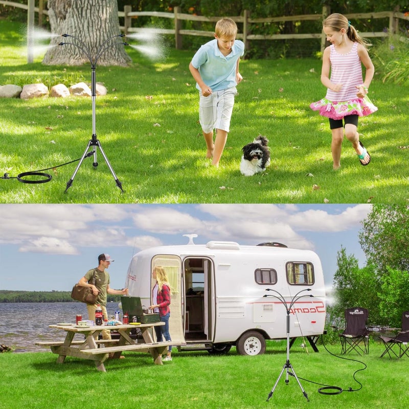Cymuber Misters for Outside Patio, 26.5 FT Portable Water Mister for Cooling Outdoor, Flexible Stand Misting System with Adjustable Height for BBQ, Pet Playing, Patio Cooling, Backyard Garden - Image 2